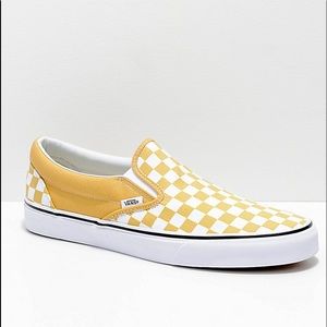 YELLOW CHECKERED SLIP ON VANS